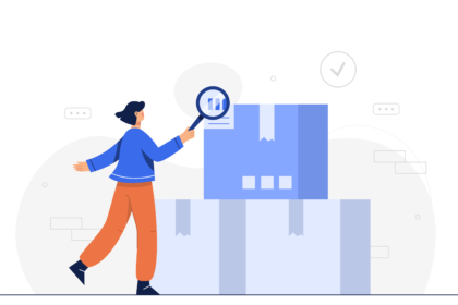 Young Working Woman use Magnifying Glass Searching Information Folder Vector - Devilo Arts