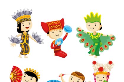 Karakter Kartun Budaya Indonesia Vector