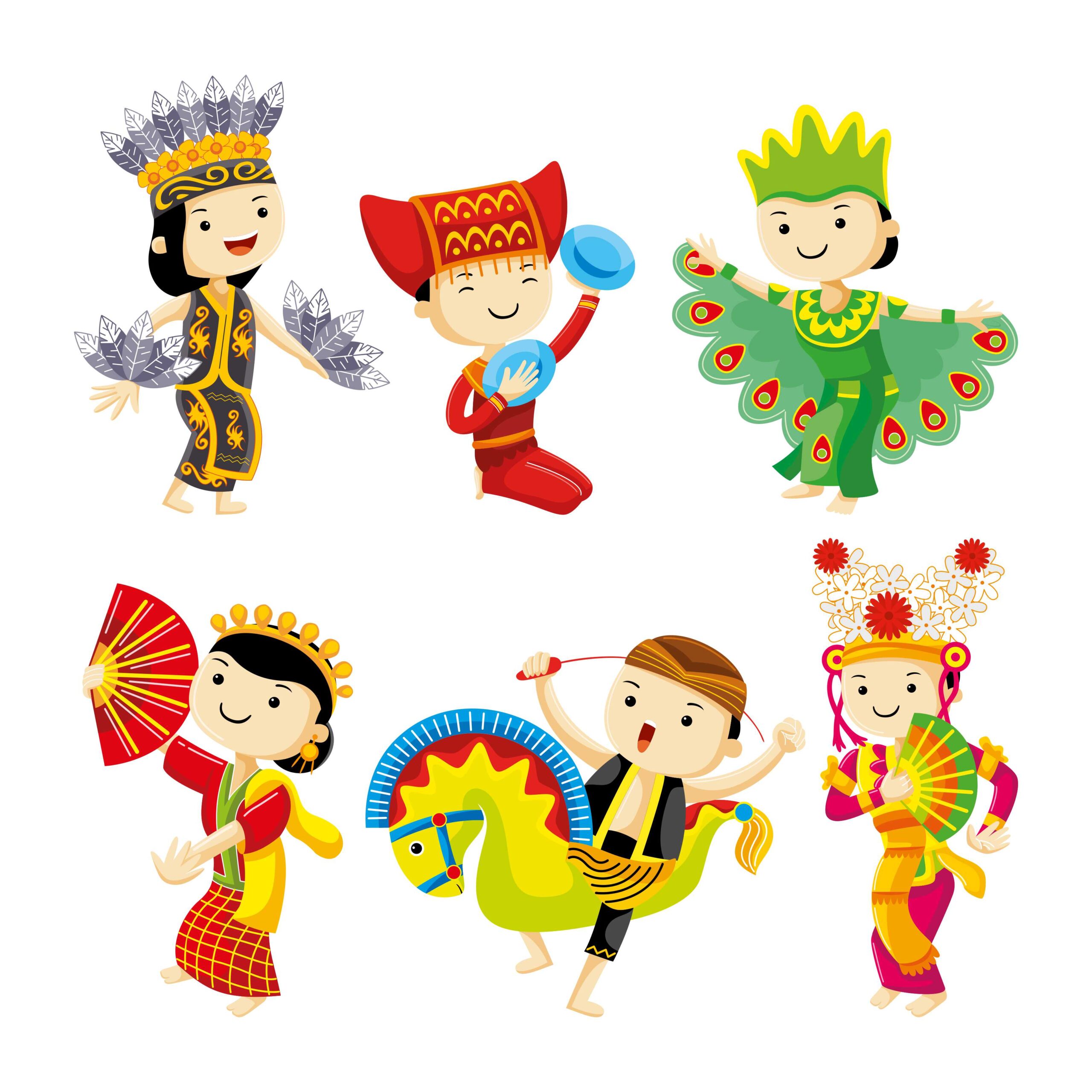 Karakter Kartun Budaya Indonesia Vector