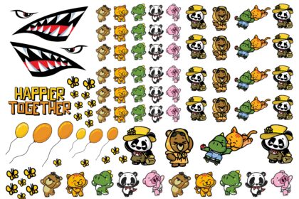 Karakter Stiker Kartun Lucu A3 Vector