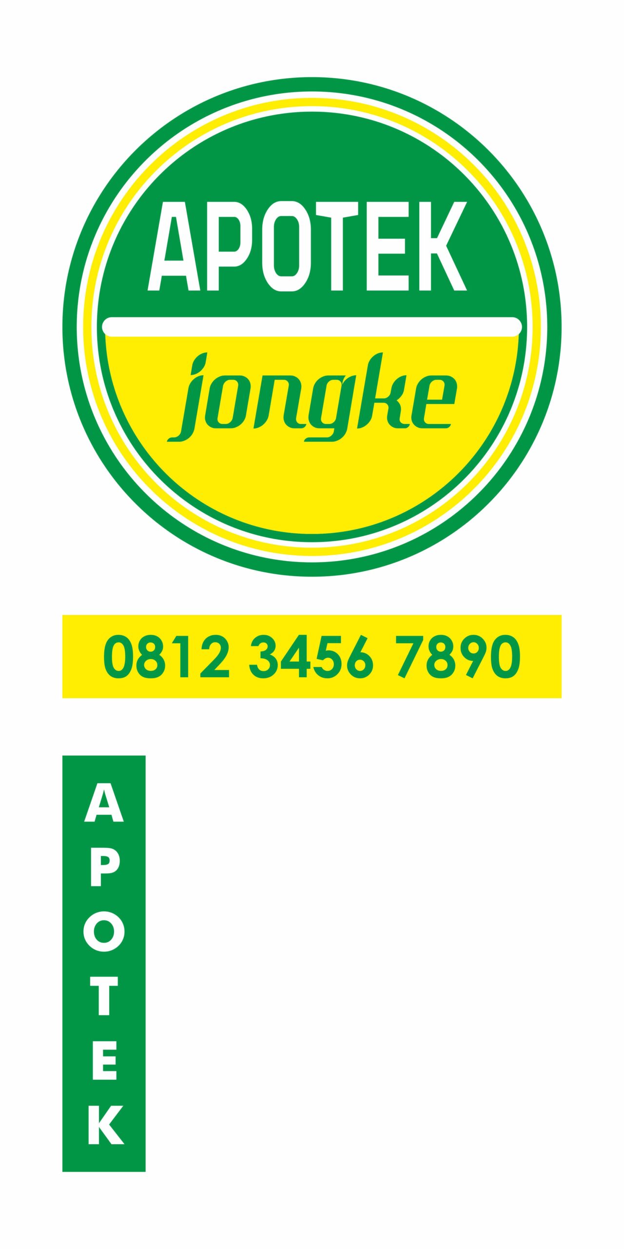 Papan Nama Apotek Jongke Jogja - Desain Grafis, Logo, Vector, Template, Background. Papan Nama Apotek Jongke Jogja