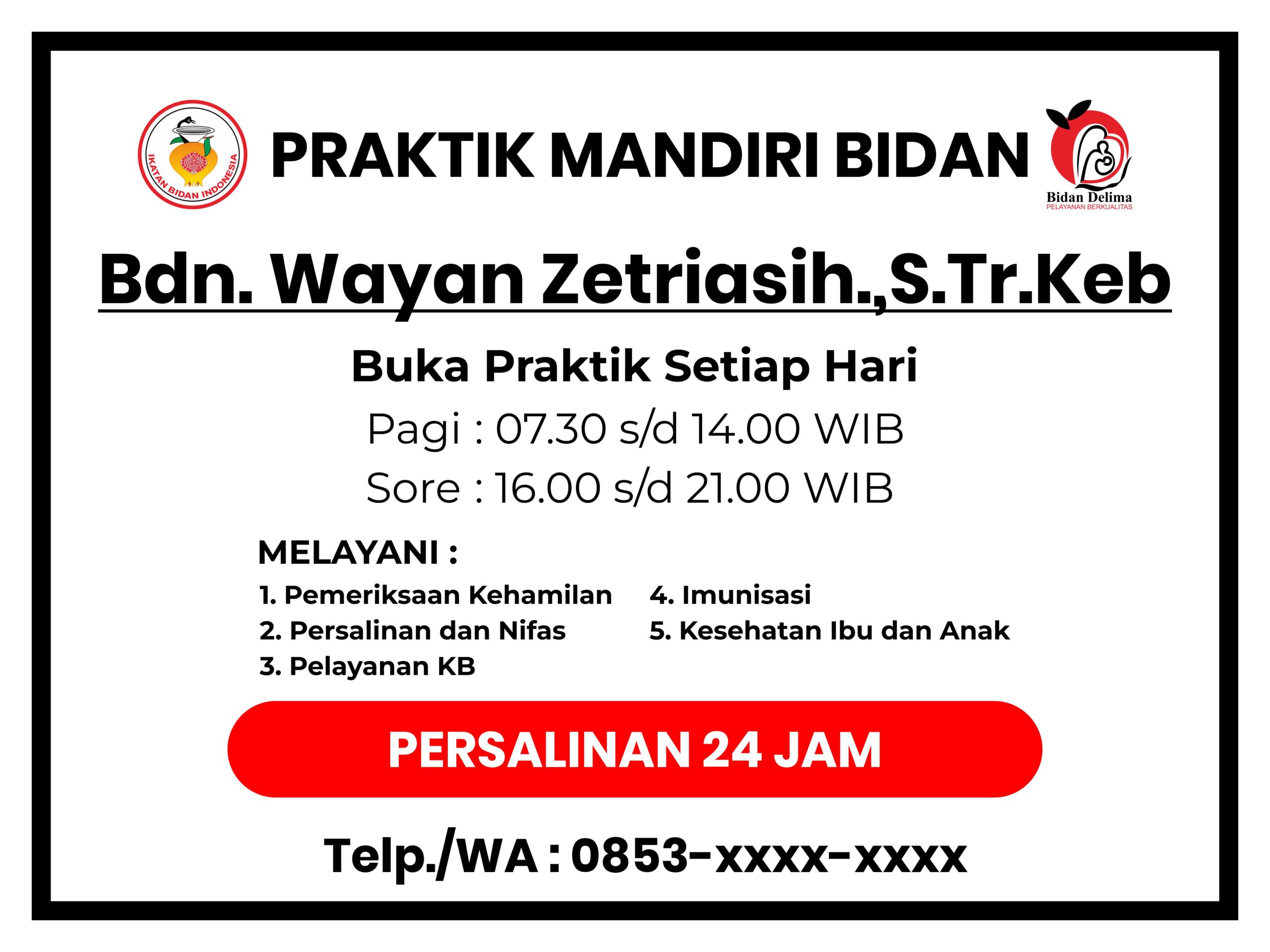 Papan Nama Bidan Desain Vector (Praktik Mandiri Bidan)