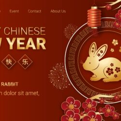 Chinese New Year Celebration Landing Page Template Vector