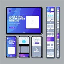 Atur Templat Desain Situs Web Modern Tablet Ponsel Ilustrasi Vector