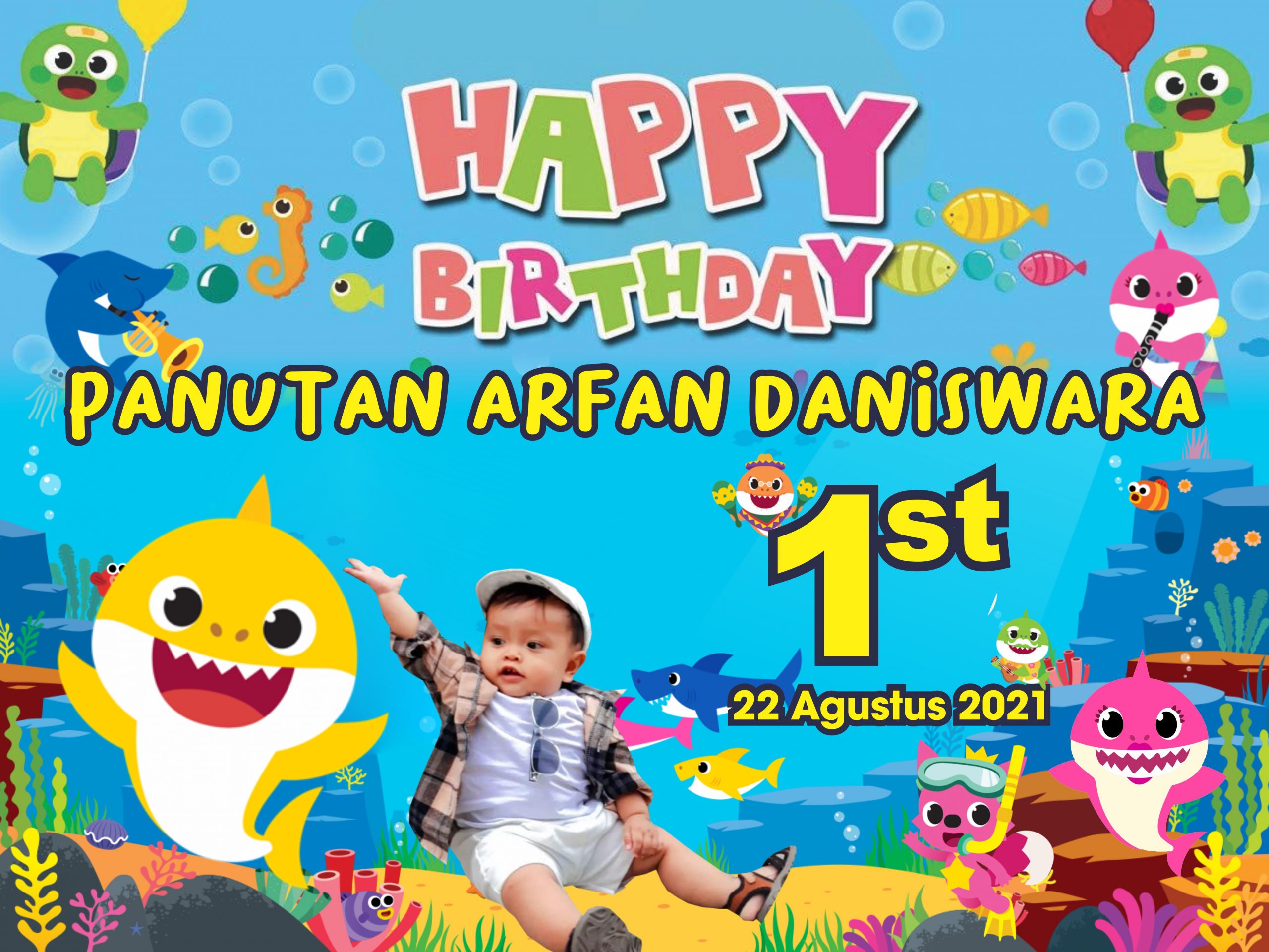 Baby Shark Happy Birthday Banner Vector