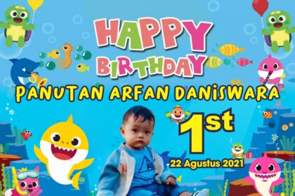 Baby Shark Happy Birthday Banner Vector