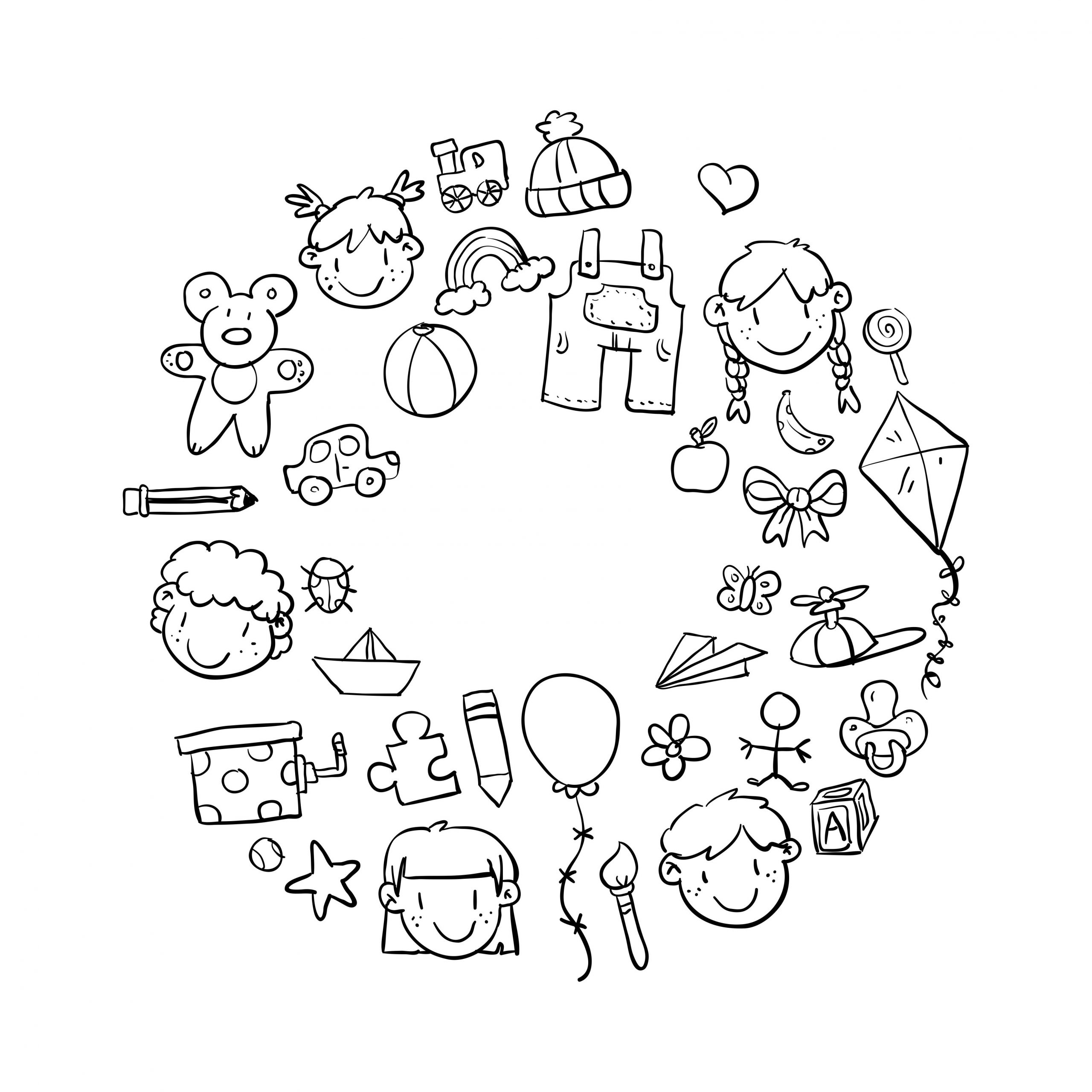Background Hand Drawn Children Elements Vector