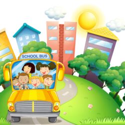 Children Teacher School Bus Vector