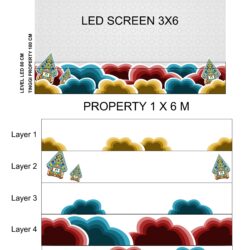 Dekorasi Awan Wayang Frame LED Screen Desain Vector