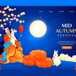 Gradient Mid Autumn Festival Landing Page Design Template