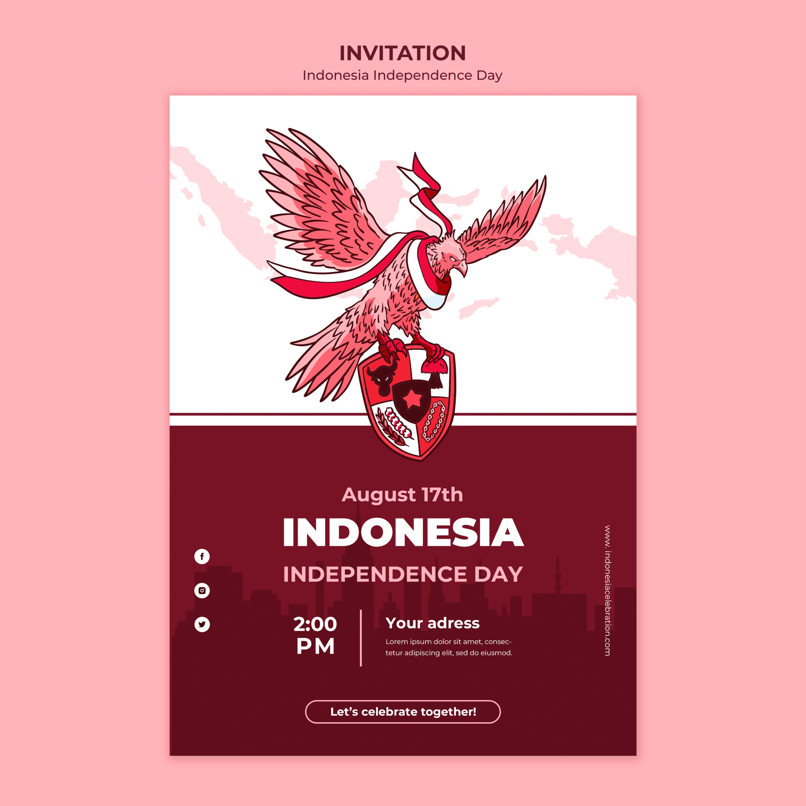 Indonesia Independence Day Invitation Design Template