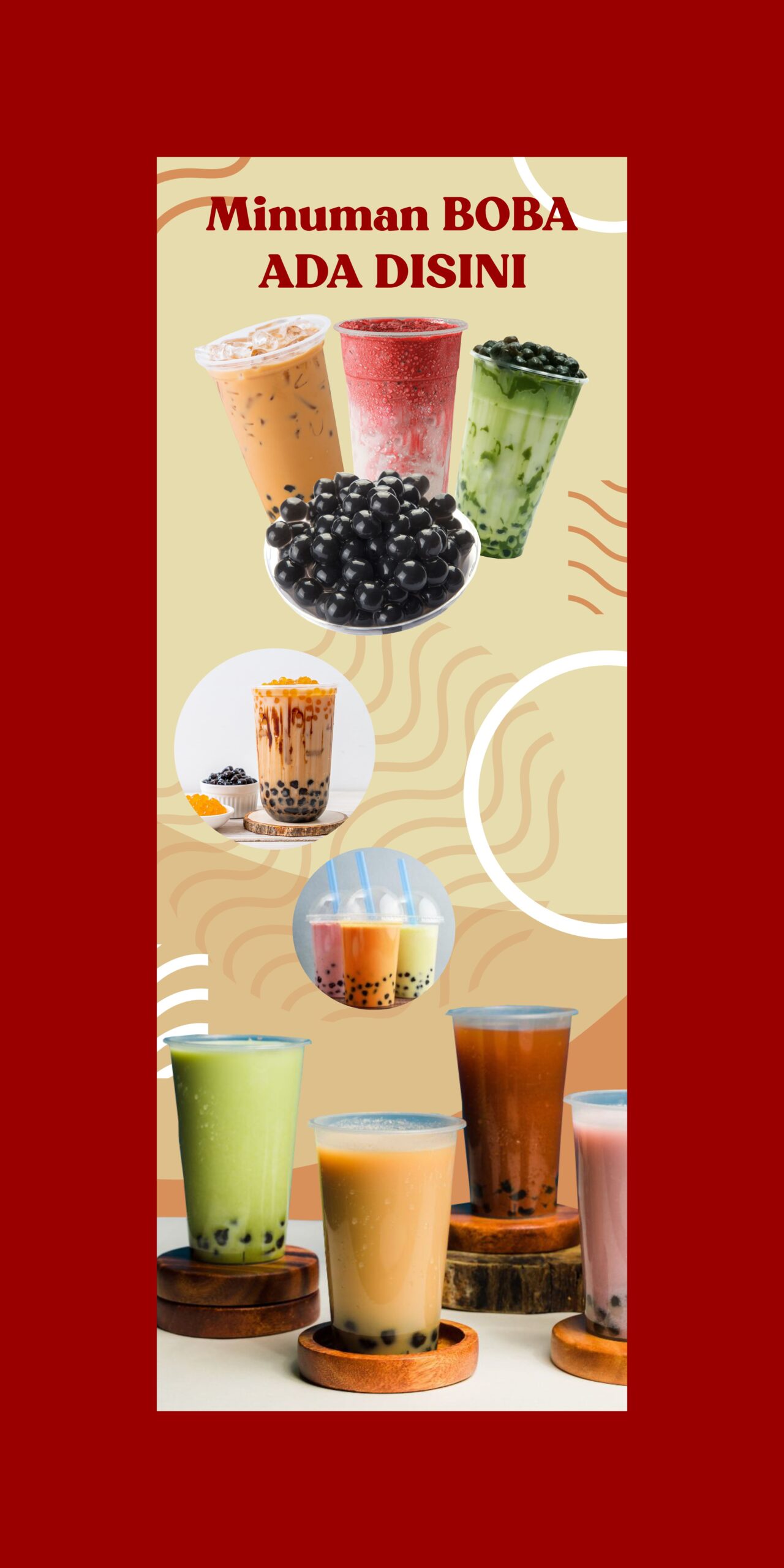 Menu Minuman Boba dan Banner Desain Vector