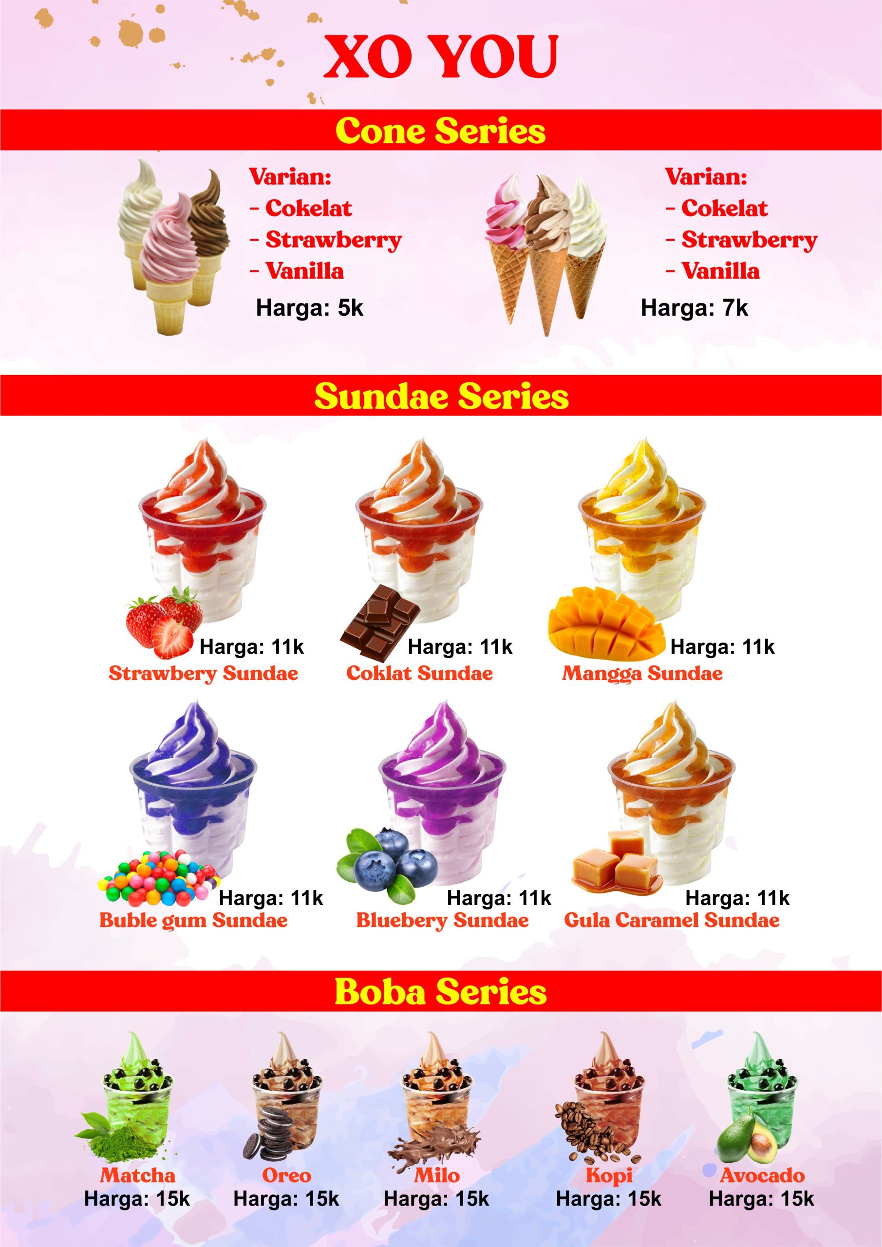 Menu Soft Ice Cream dan Gelato Hard Ice Cream Desain Vector