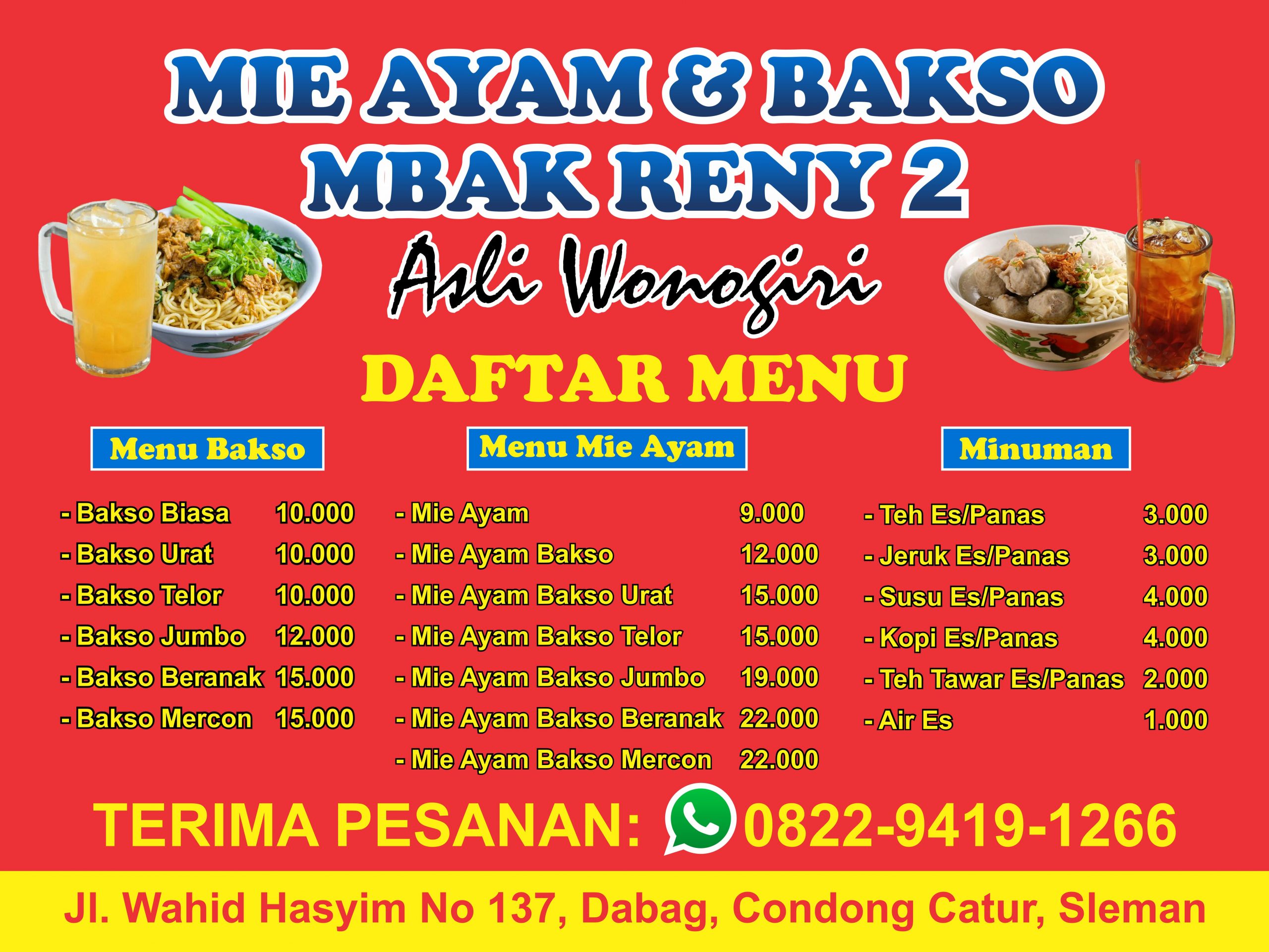 Mie Ayam dan Bakso Mbak Reny Banner Vector