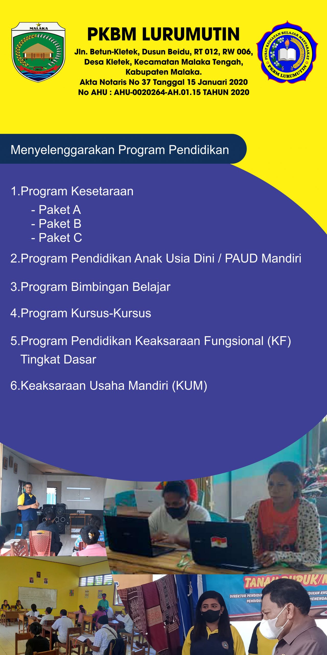 PKBM LURUMUTIN Program Pendidikan Banner Vector