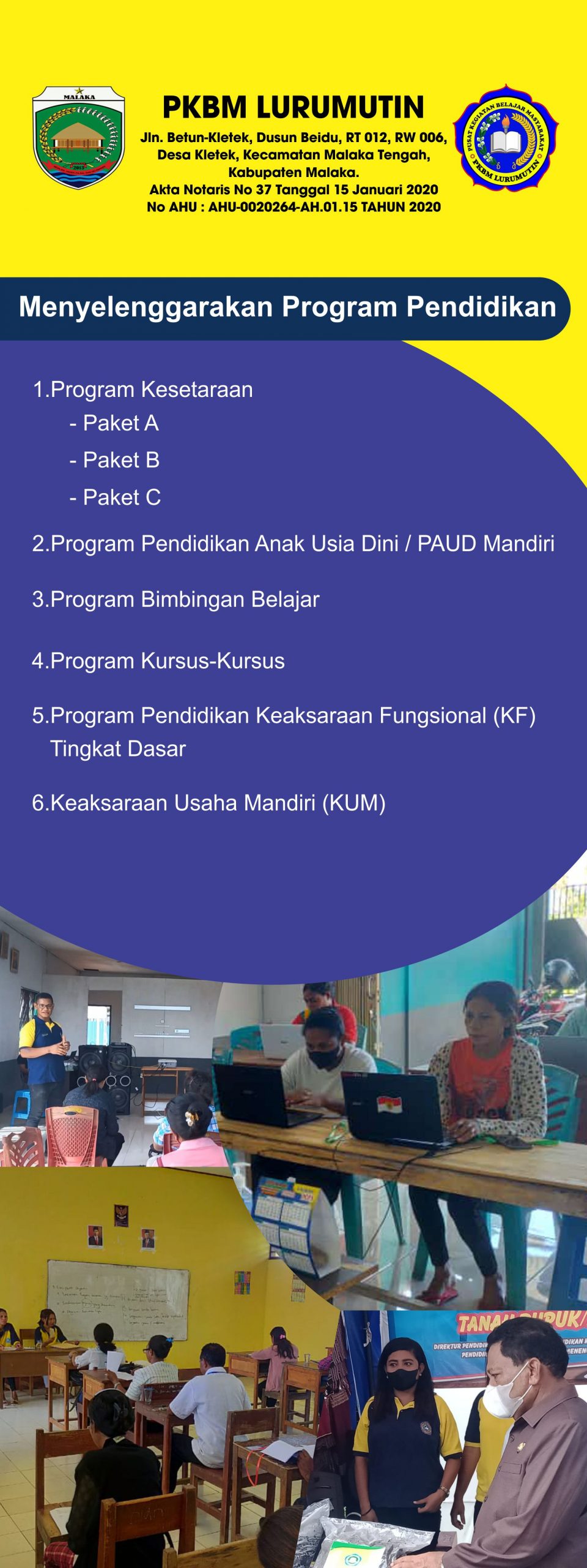 PKBM LURUMUTIN Program Pendidikan Banner Vector