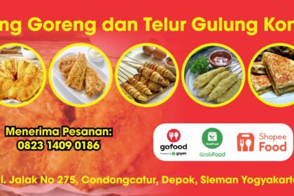 Pisang Goreng dan Telur Gulung Banner Vector