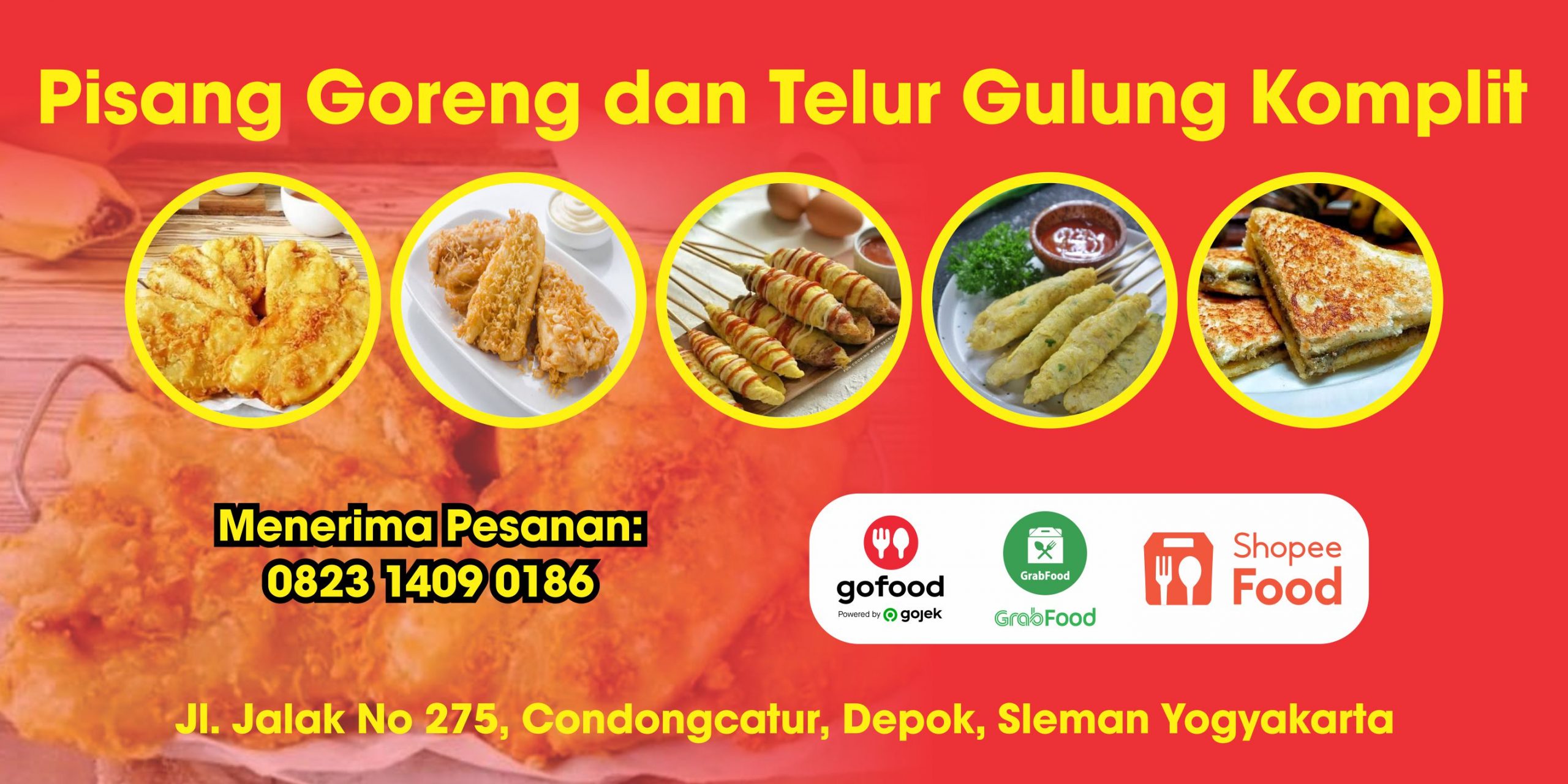 Pisang Goreng dan Telur Gulung Banner Vector