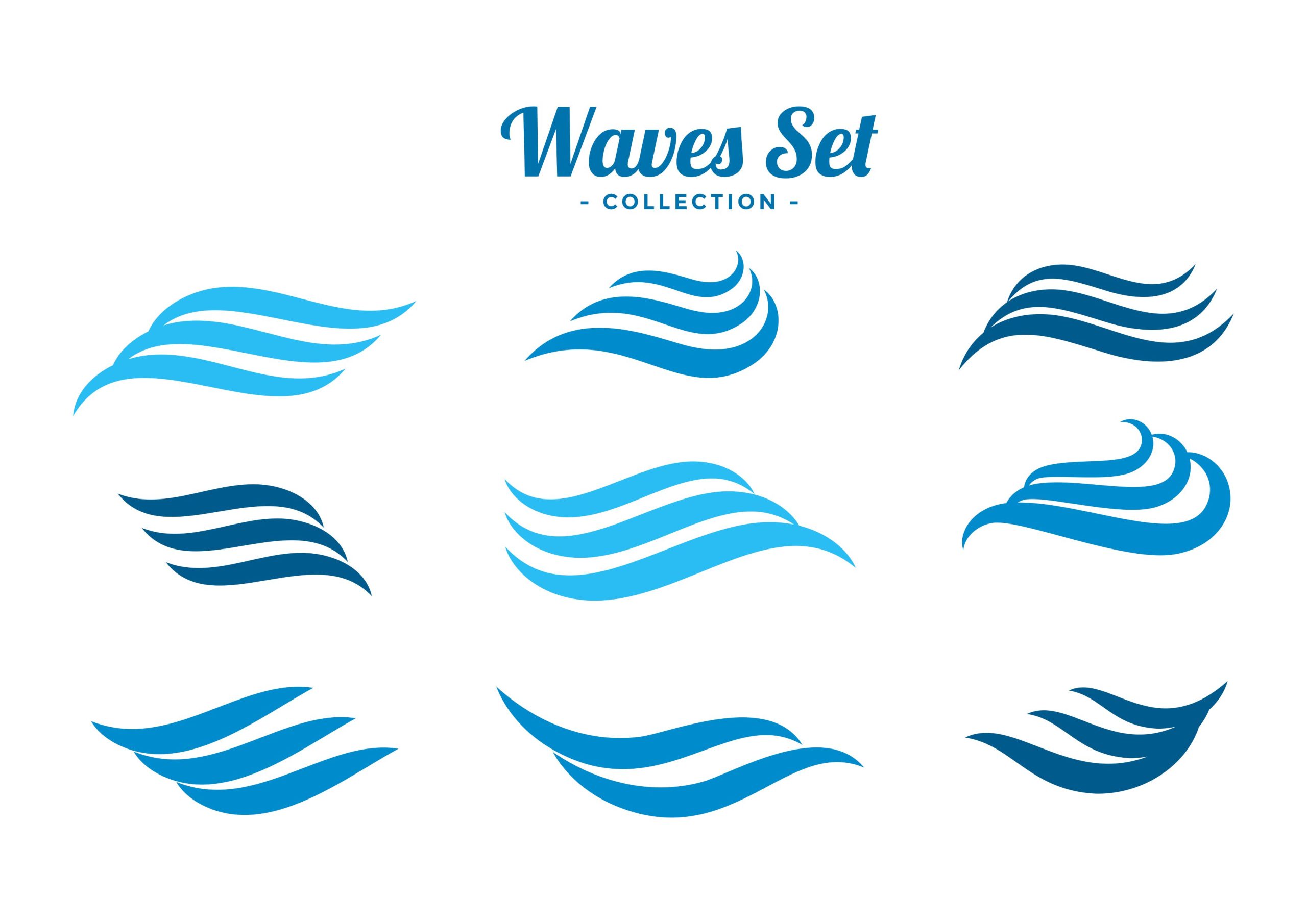 Set Waves Logo Styles Vector