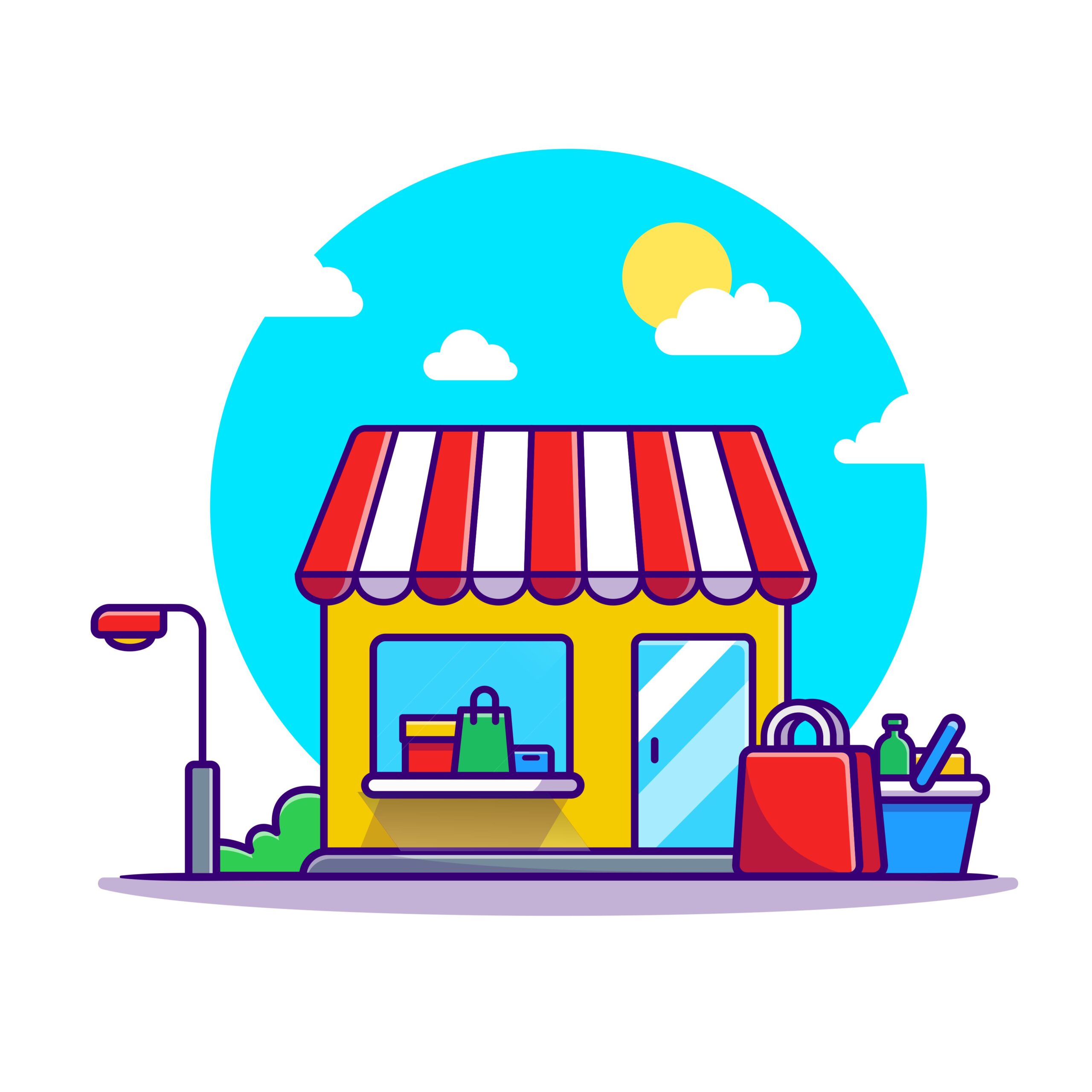 Shop Cart Shop Building Vector Design