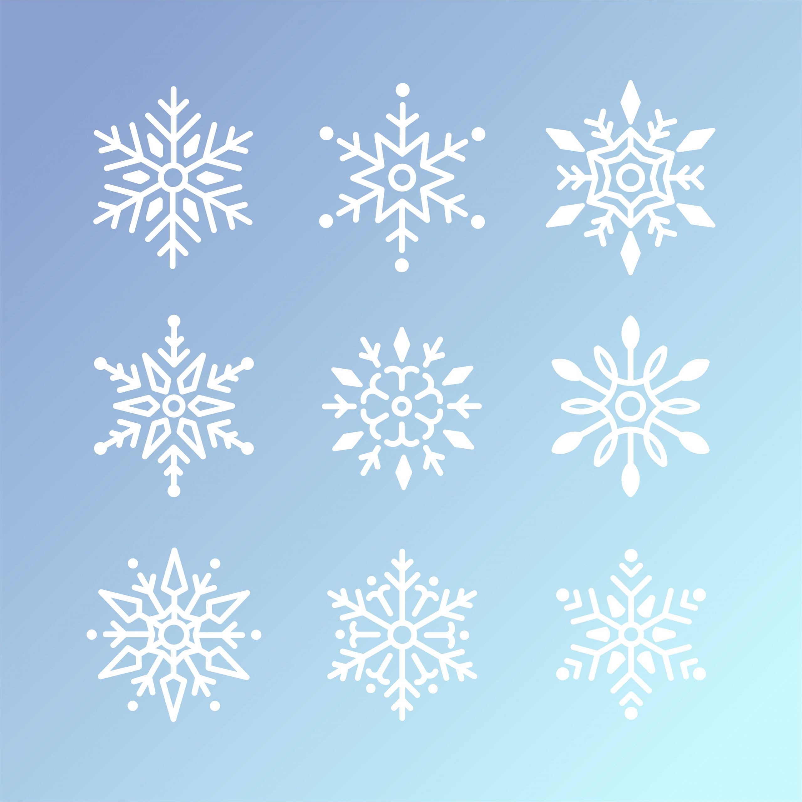 Snowflakes Christmas Set Design Vector