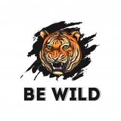Tiger Slogan with Realistic Background Vector