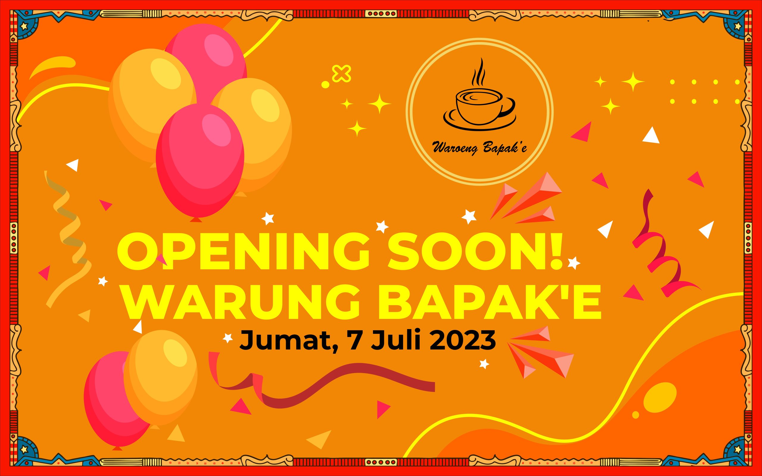 Waroeng Bapake Opening Soon Backdrop Banner Desain Vector