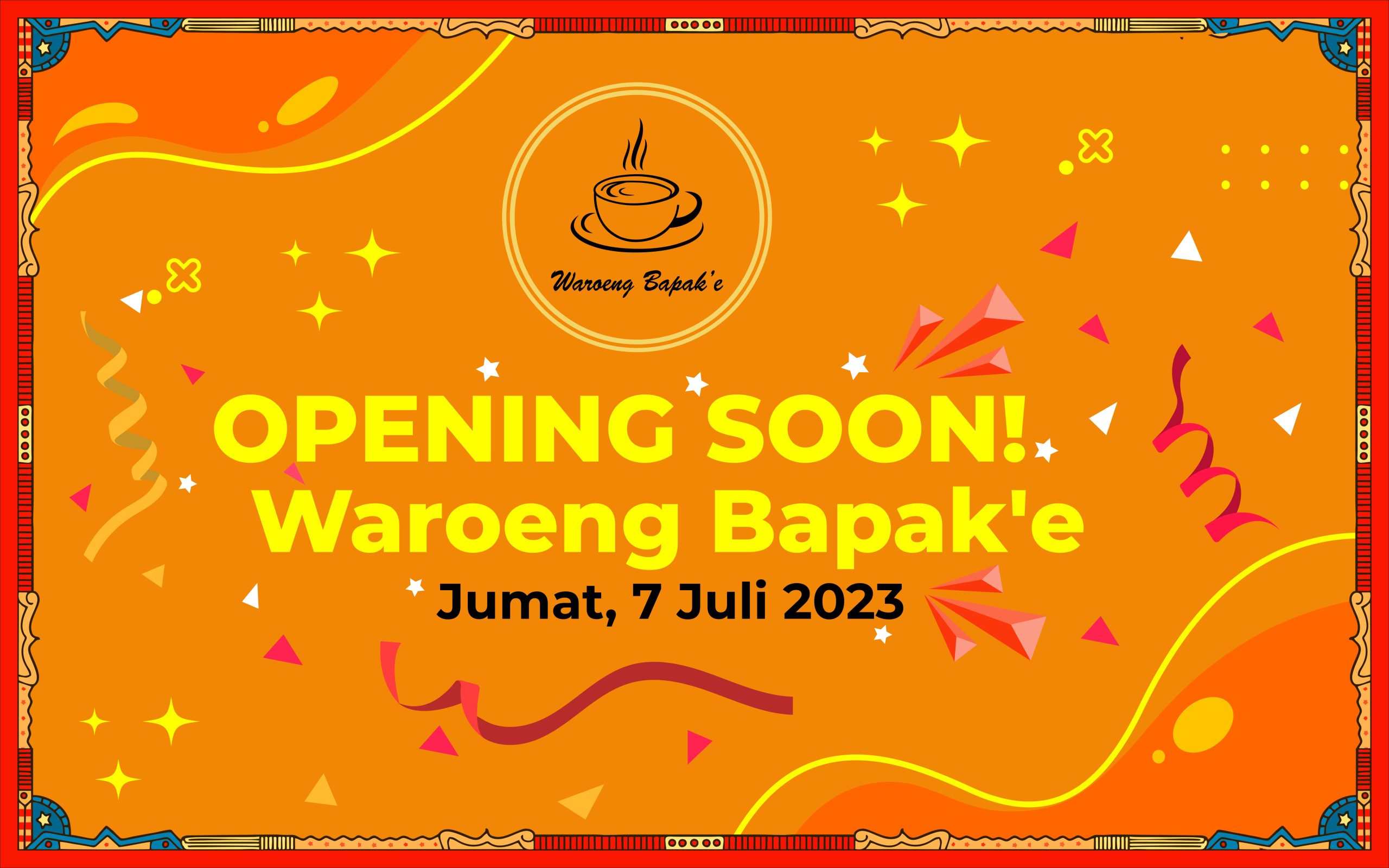 Waroeng Bapake Opening Soon Backdrop Banner Desain Vector