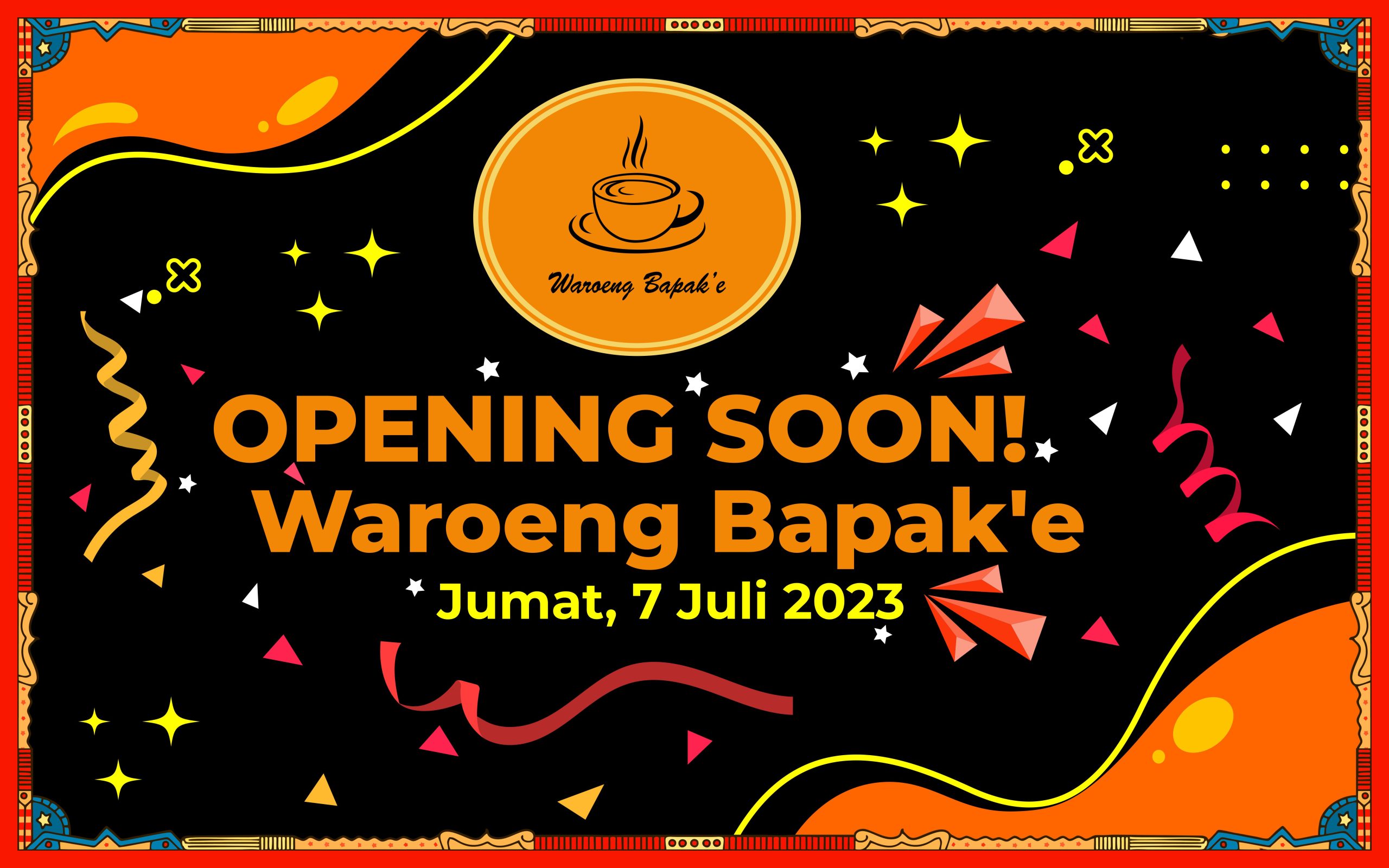 Waroeng Bapake Opening Soon Backdrop Banner Desain Vector