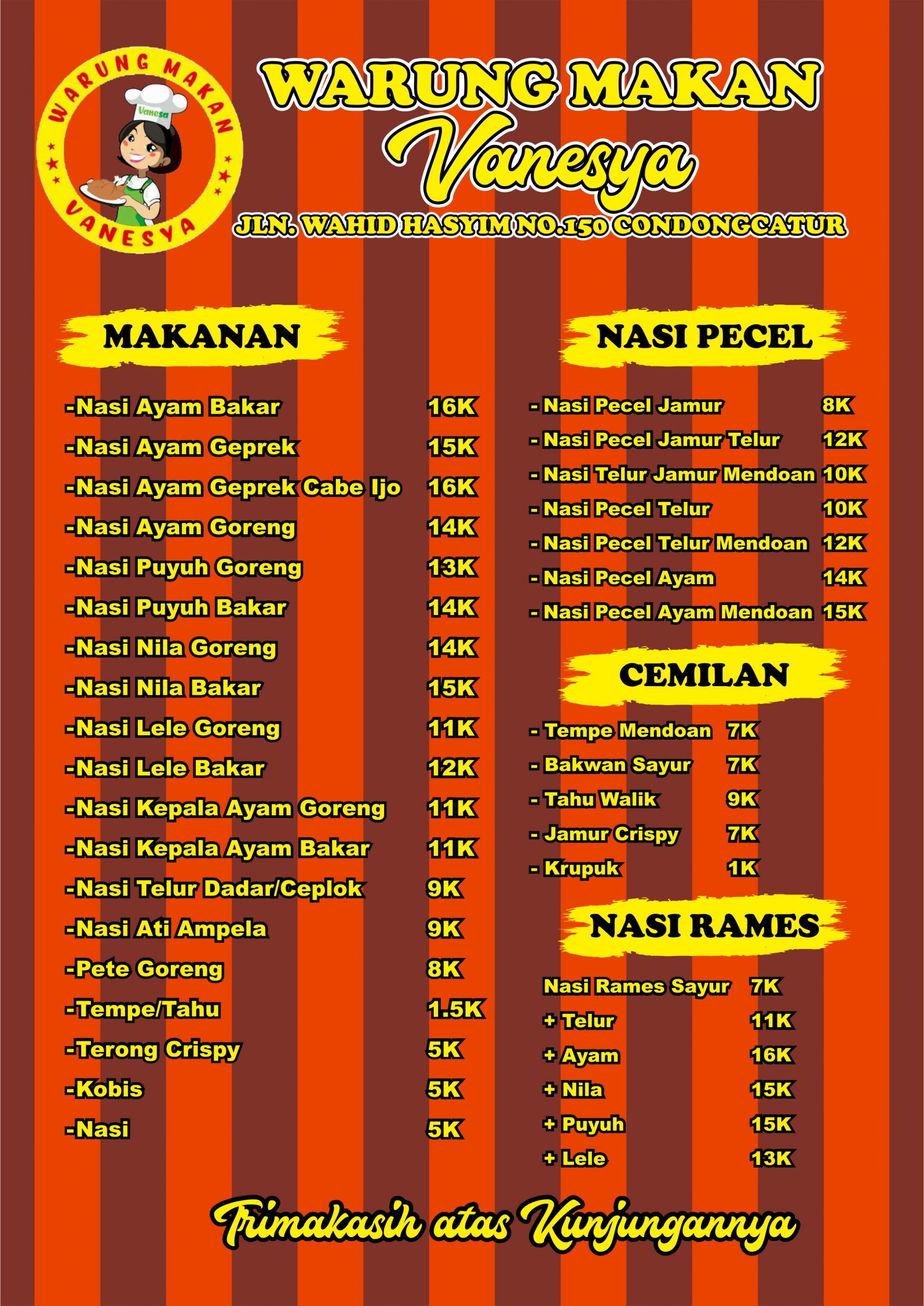 Warung Makan Vanesya Menu Vector CorelDraw